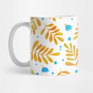 Watercolor branches and flowers - orange and blue Mug